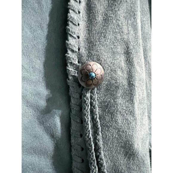 Lauren Ralph Lauren Vest Womens Medium Western Whipstitch Suede Teal Green - Picture 4 of 8